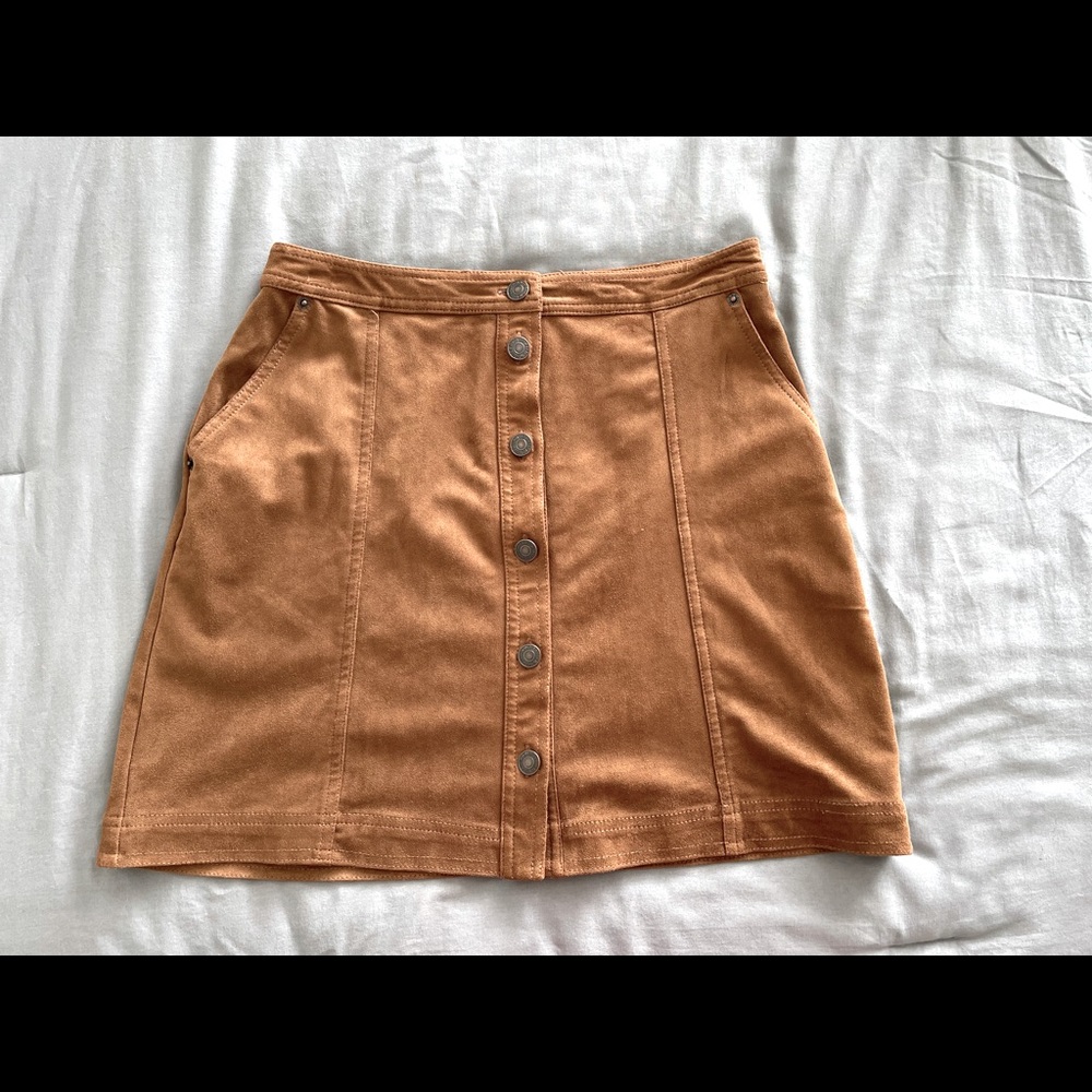 Abercrombie Faux Suede Button Up Mini Skirt
